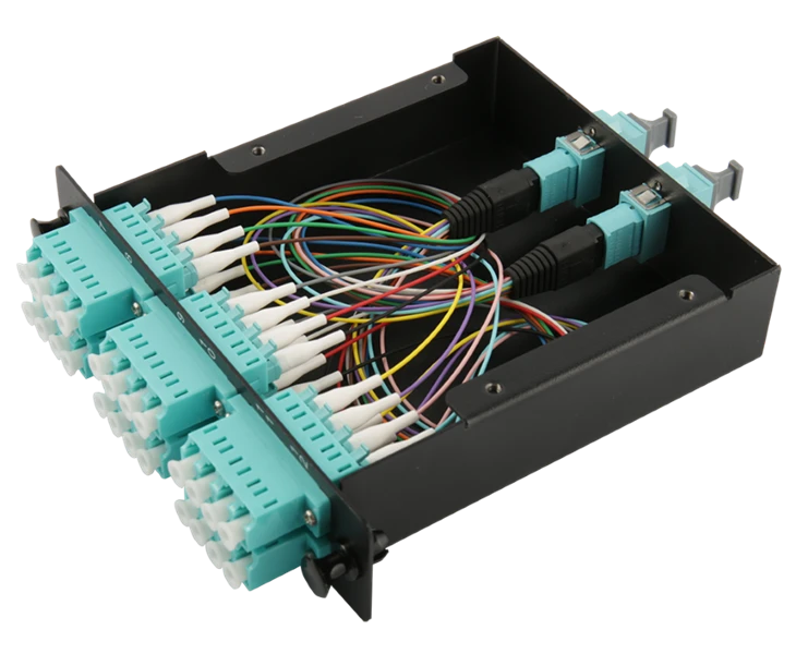 12 Cassette 12 Fibers OM4 Multimode MTP To 12 LC Duplex Aqua